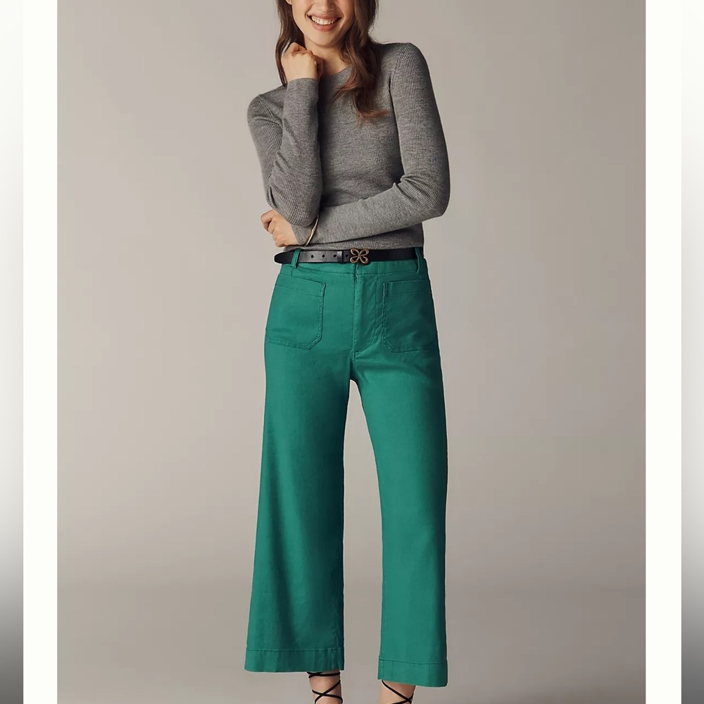 Anthropologie Maeve Emerald Green Linen Colette